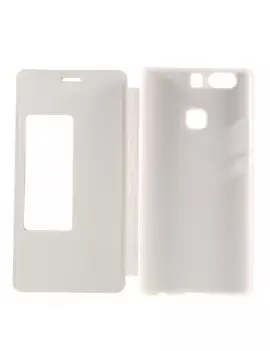 Cover Flip a Portafoglio Orizzontale S-View in Pelle per Huawei Ascend P9 Plus (Bianco)