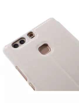 Cover Flip a Portafoglio Orizzontale S-View in Pelle per Huawei Ascend P9 Plus (Bianco)