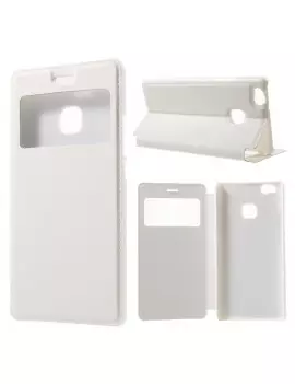 Cover Flip a Portafoglio Orizzontale S-View in Pelle per Huawei Ascend P9 Lite / G9 Lite (Bianco)