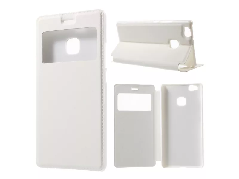 Cover Flip a Portafoglio Orizzontale S-View in Pelle per Huawei Ascend P9 Lite / G9 Lite (Bianco)