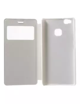 Cover Flip a Portafoglio Orizzontale S-View in Pelle per Huawei Ascend P9 Lite / G9 Lite (Bianco)