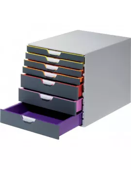 Cassettiera da Scrivania Varicolor Durable - 7 Cassetti - 2,5 cm e 5 cm - Grigio e Multicolore