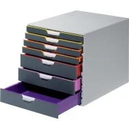 Cassettiera da Scrivania Varicolor Durable - 7 Cassetti - 2,5 cm e 5 cm - Grigio e Multicolore