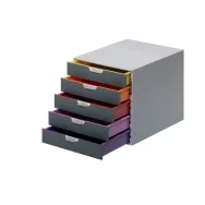 Cassettiera da Scrivania Varicolor Durable - 5 Cassetti - 5 cm - Grigio e Multicolore