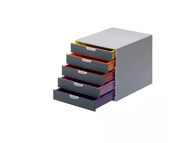 Cassettiera da Scrivania Varicolor Durable - 5 Cassetti - 5 cm - Grigio e Multicolore Cassettiera da Scrivania Varicolor Durable - 5 Cassetti - 5 cm - Grigio e Multicolore