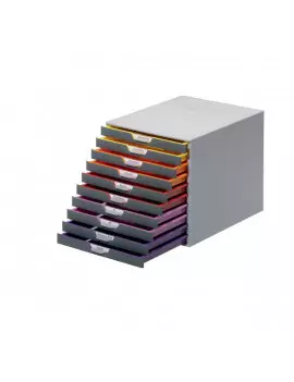 Cassettiera da Scrivania Varicolor Durable - 10 Cassetti - 2,5 cm - Grigio e Multicolore