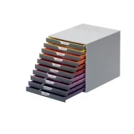 Cassettiera da Scrivania Varicolor Durable - 10 Cassetti - 2,5 cm - Grigio e Multicolore