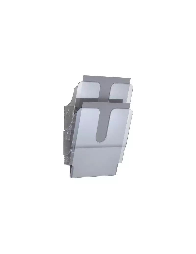 Portadepliant da Parete Flexiplus Durable - 2 Scomparti - A4 - 24,7x10x36 cm - Trasparente