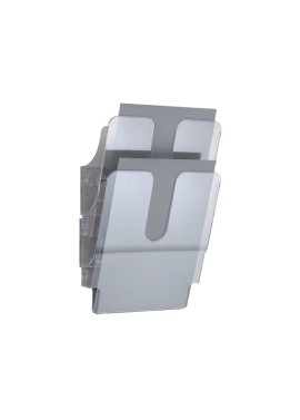 Portadepliant da Parete Flexiplus Durable - 2 Scomparti - A4 - 24,7x10x36 cm - Trasparente