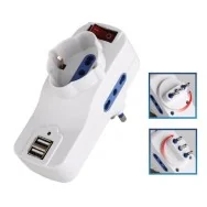Adattatore di Rete MKC - 5 2 Bipasso, 1 Shuko, 2 USB - 16A