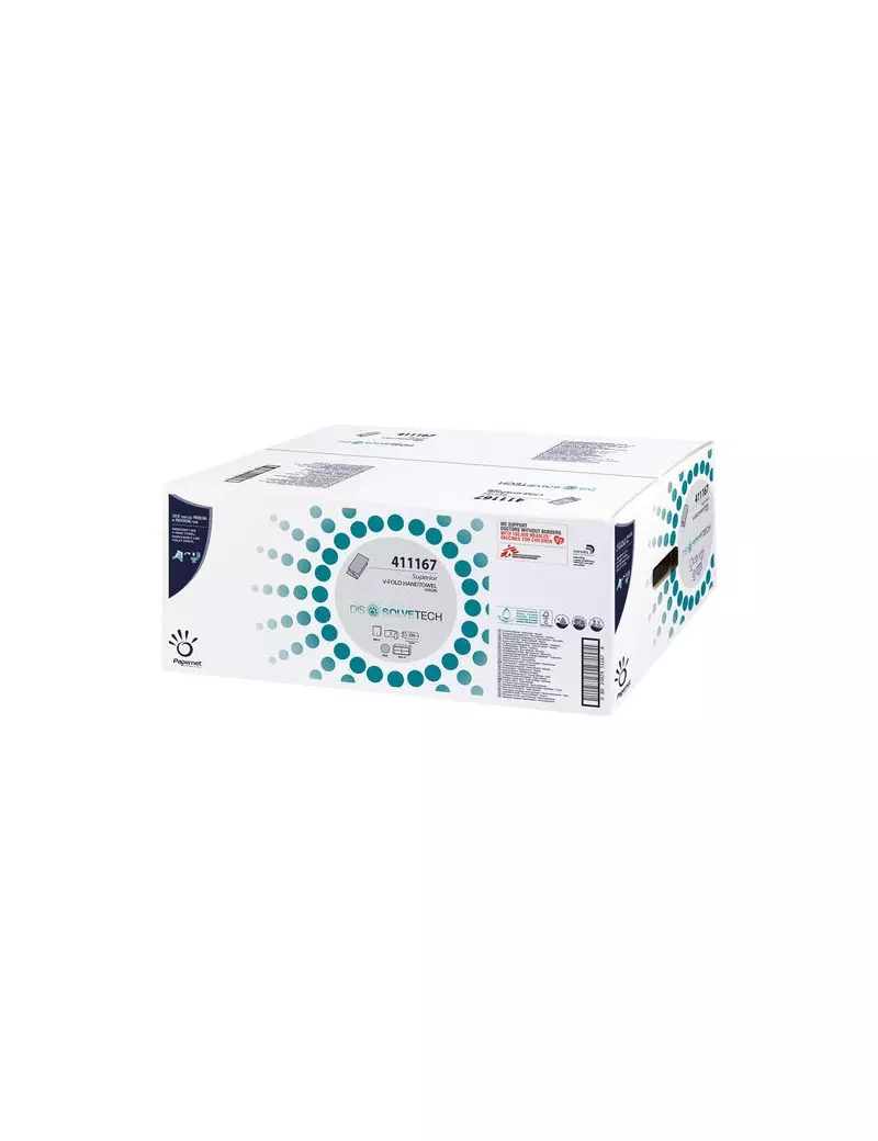 Asciugamani Superior Dissolvetech Piegati a V Papernet (Conf. 250) Asciugamani Superior Dissolvetech Piegati a V Papernet (Conf. 250)