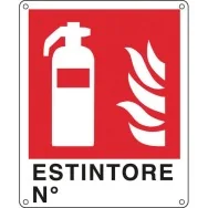 Cartello Segnaletico Divieto - Antincendio - Estintore n° - 250x310 mm