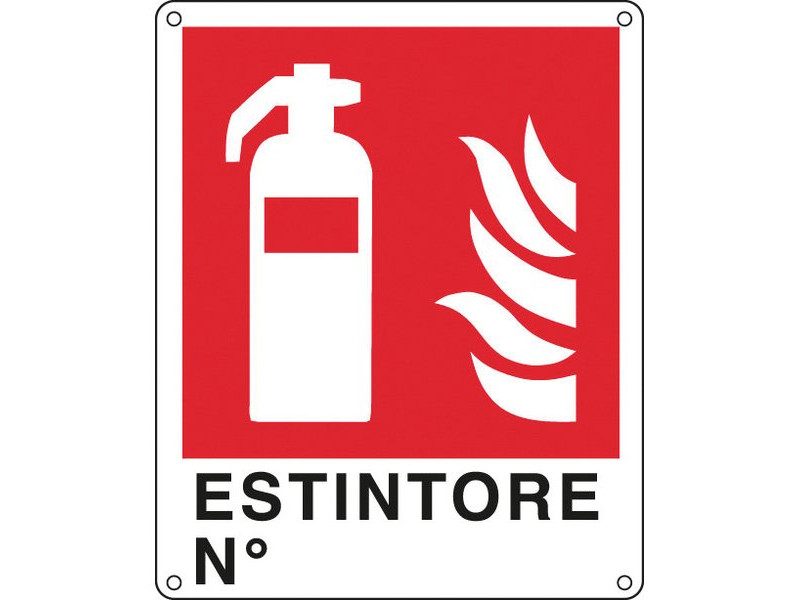 Cartello Segnaletico Divieto - Antincendio - Estintore n° - 250x310 mm