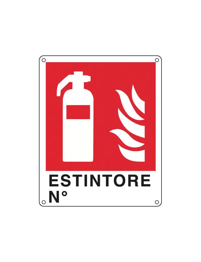 Cartello Segnaletico Divieto - Antincendio - Estintore n° - 250x310 mm