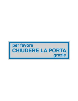 Cartello Adesivo Chiudere la Porta - LxH 165x50 mm (Conf. 10)