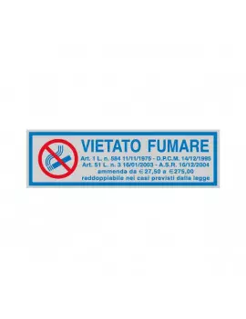 Cartello Adesivo Vietato Fumare con Legge - LxH 165x50 mm (Conf. 10)