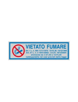 Cartello Adesivo Vietato Fumare con Legge - LxH 165x50 mm (Conf. 10)