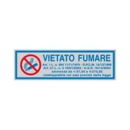 Cartello Adesivo Vietato Fumare con Legge - LxH 165x50 mm (Conf. 10)