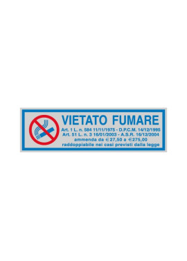 Cartello Adesivo Vietato Fumare con Legge - LxH 165x50 mm (Conf. 10)