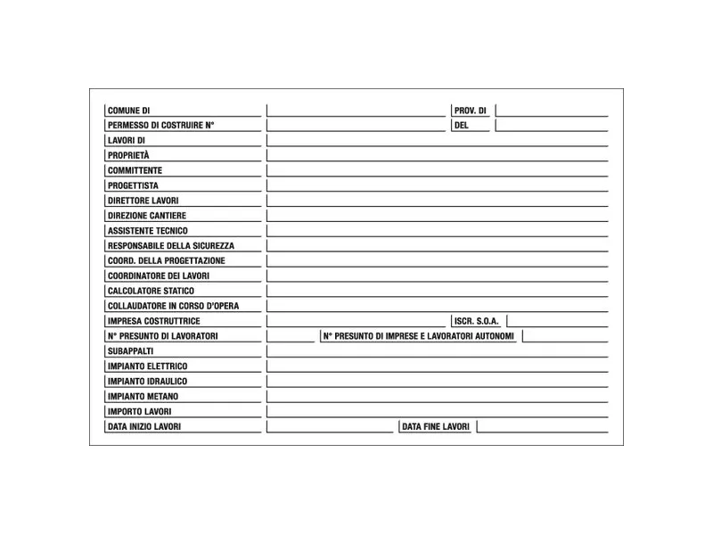 Cartello per la Comunicazione - Specifiche Lavori - 670x1000 mm