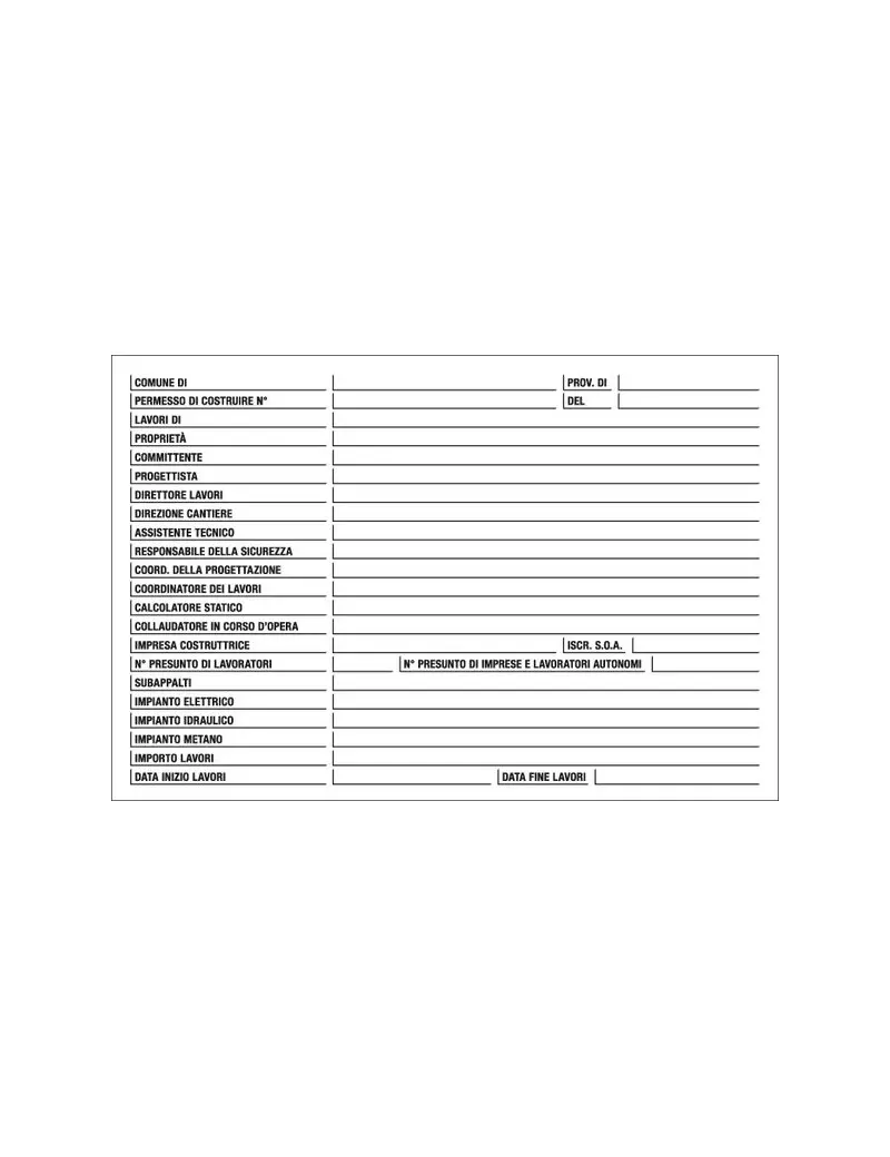 Cartello per la Comunicazione - Specifiche Lavori - 670x1000 mm