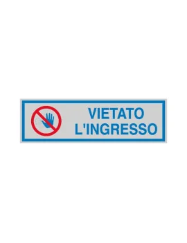 Cartello Segnaletico Adesivo - 165x50 mm - Vietato l'Ingresso (Conf. 10)