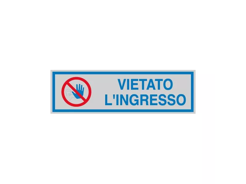 Cartello Segnaletico Adesivo - 165x50 mm - Vietato l'Ingresso (Conf. 10)
