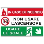 Cartello Segnaletico Avvertimento - In Caso di Incendio - 300x200 mm