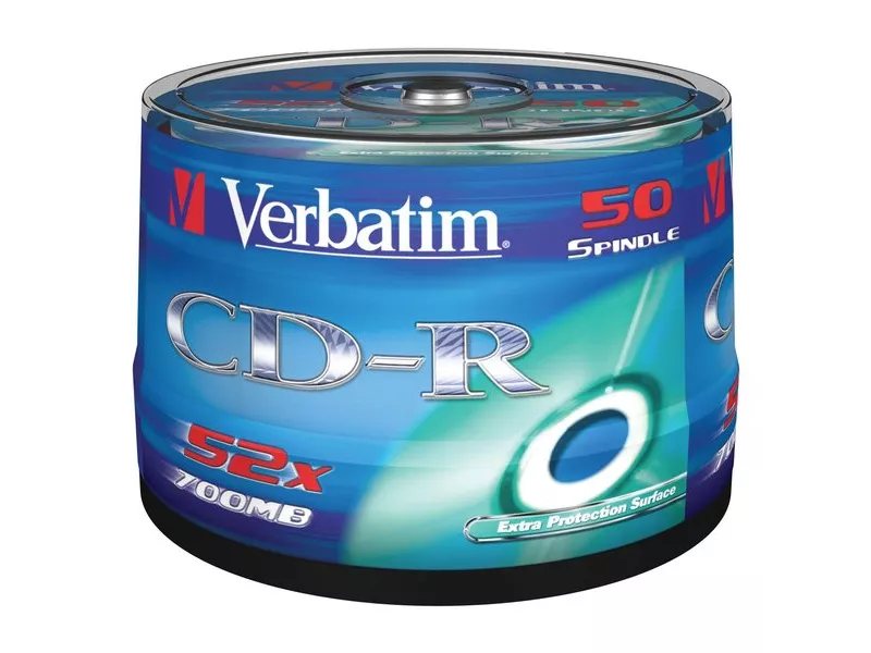 CD Verbatim - CD-R - 700 Mb - 52x - Extra Protection - Spindle (Conf. 50) CD Verbatim - CD-R - 700 Mb - 52x - Extra Protection - Spindle (Conf. 50)