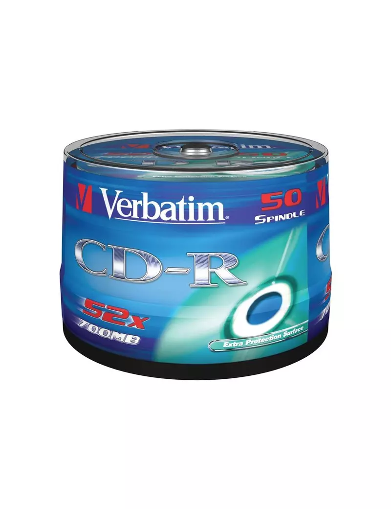 CD Verbatim - CD-R - 700 Mb - 52x - Extra Protection - Spindle (Conf. 50) CD Verbatim - CD-R - 700 Mb - 52x - Extra Protection - Spindle (Conf. 50)