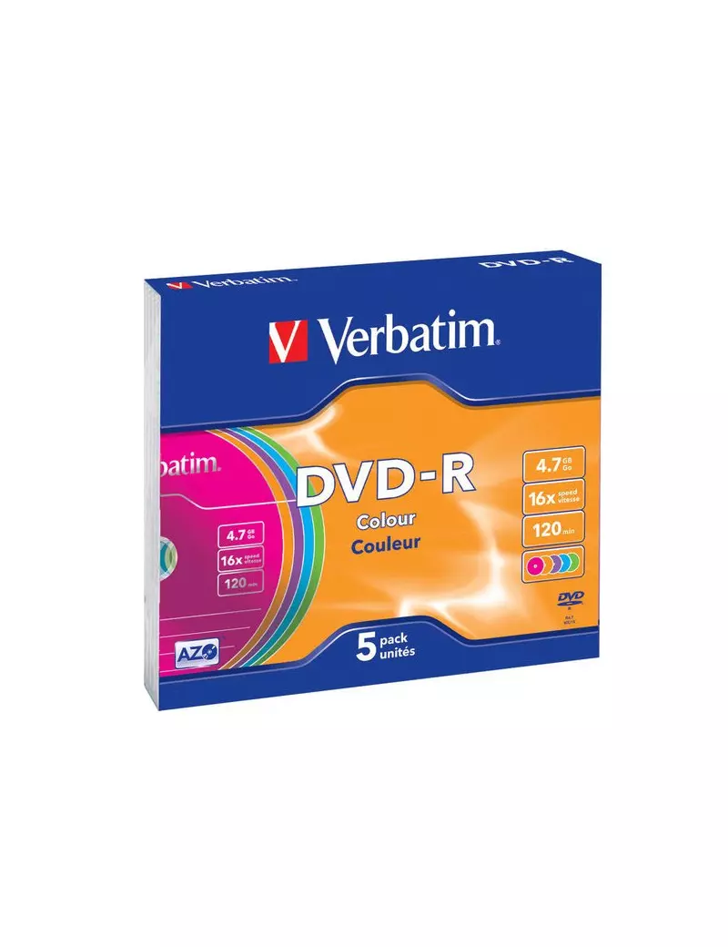 DVD Verbatim - DVD-R - 4,7GB - 16x - Slim Case (Conf. 5) DVD Verbatim - DVD-R - 4,7GB - 16x - Slim Case (Conf. 5)