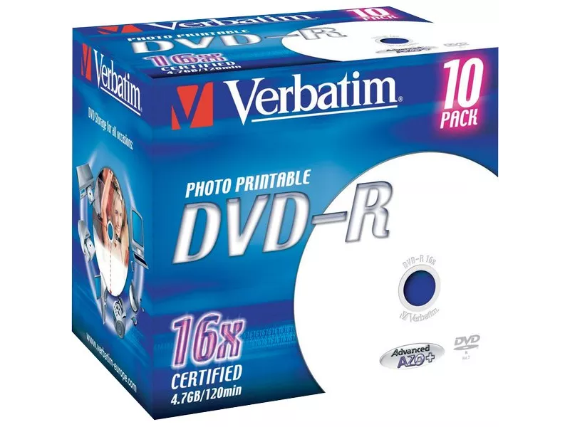 DVD Verbatim - DVD-R - 4,7GB - 16x - Printable - Jewel Case