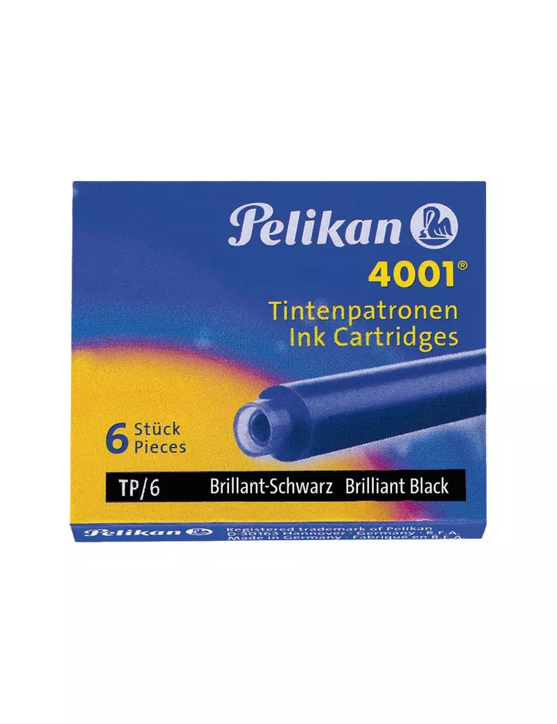 Cartucce per Stilografica 4001 TP/6 Pelikan 0ATM04 Nero 4012700301215