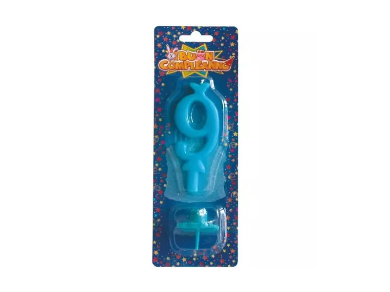 Candelina - Numero 9 - Azzurro