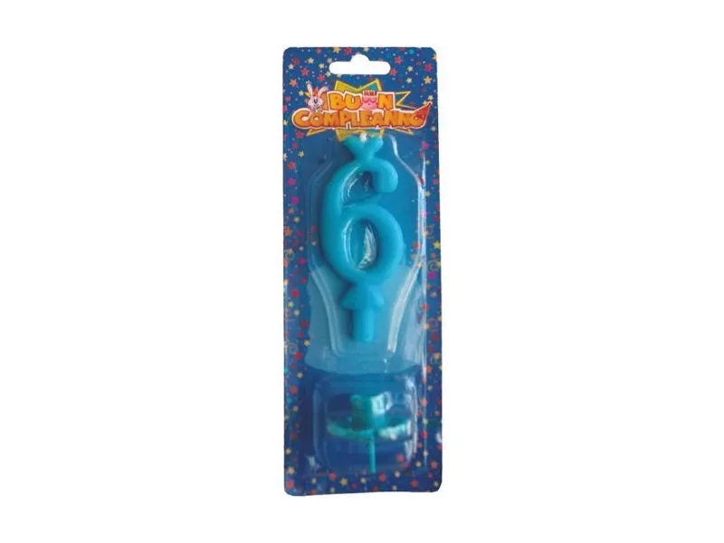 Candelina - Numero 6 - Azzurro