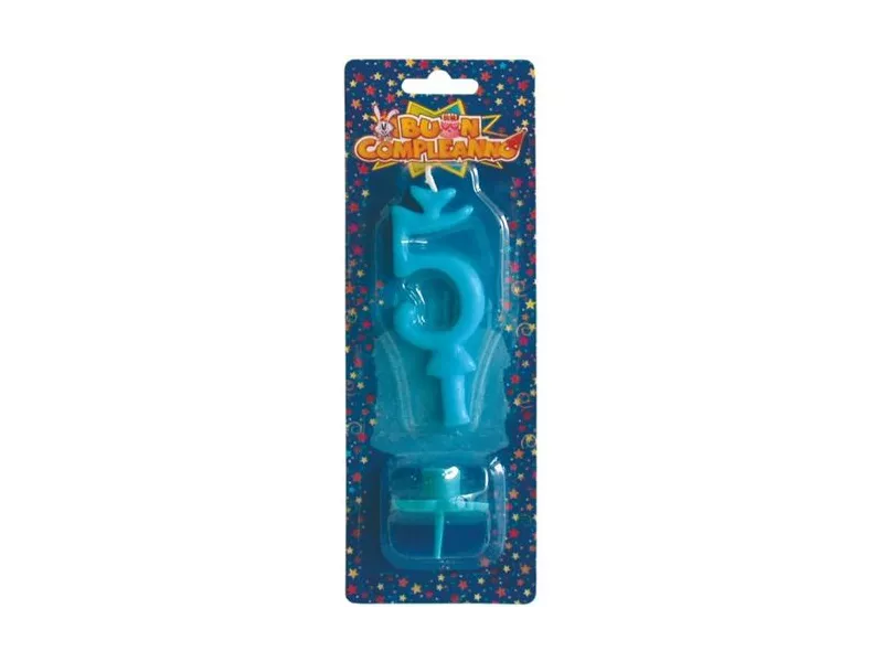 Candelina - Numero 5 - Azzurro