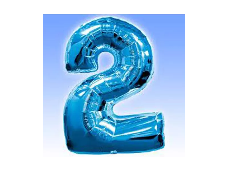 Palloncino in Mylar - Numero 2 - Azzurro