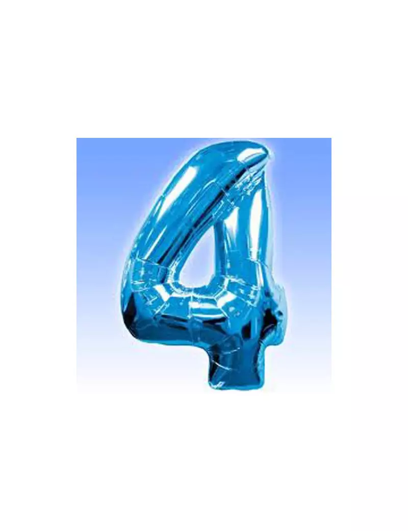 Palloncino in Mylar - Numero 4 - Azzurro