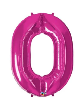 Palloncino in Mylar - Numero 0 - Rosa