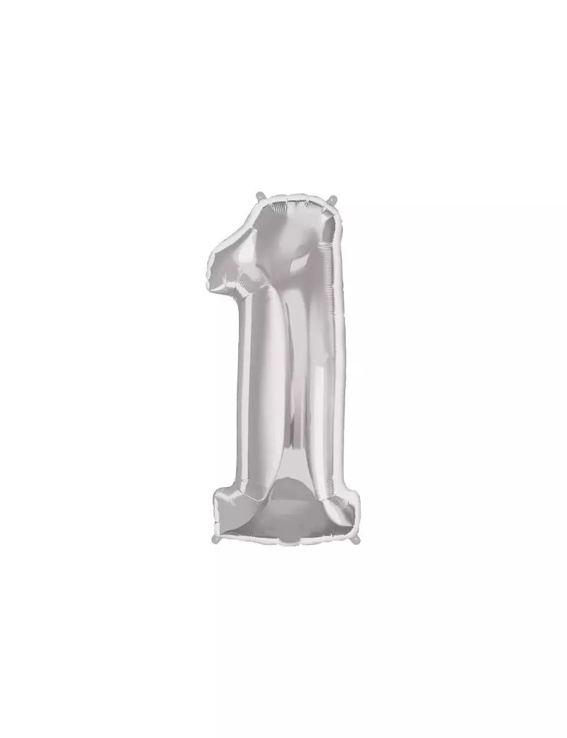 Palloncino in Mylar - Numero 1 - Argento Palloncino in Mylar - Numero 1 - Argento