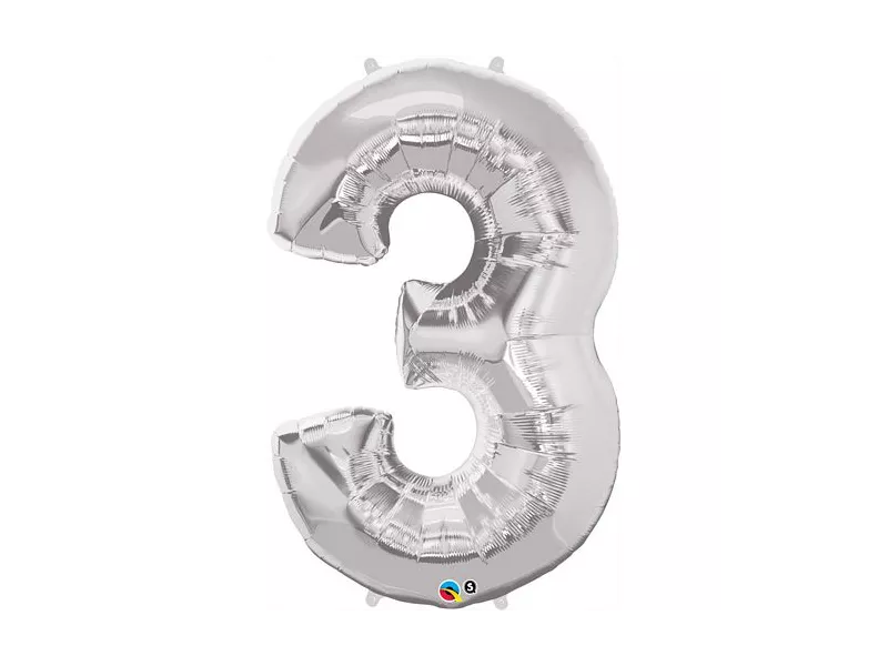 Palloncino in Mylar - Numero 3 - Argento