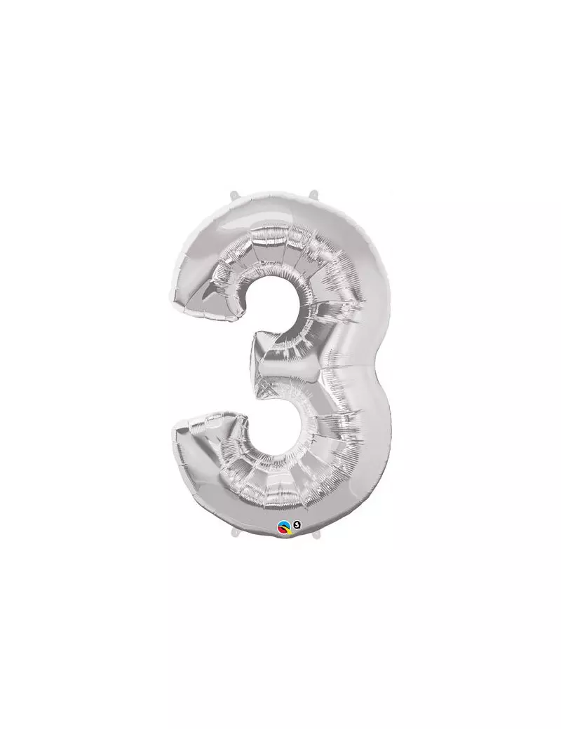Palloncino in Mylar - Numero 3 - Argento Palloncino in Mylar - Numero 3 - Argento