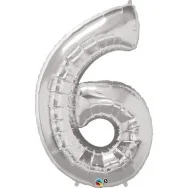 Palloncino in Mylar - Numero 6 - Argento