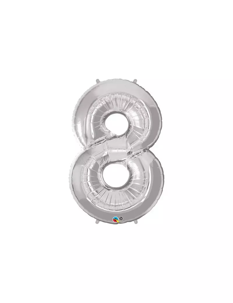 Palloncino in Mylar - Numero 8 - Argento Palloncino in Mylar - Numero 8 - Argento