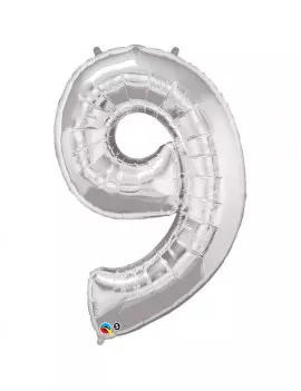 Palloncino in Mylar - Numero 9 - Argento