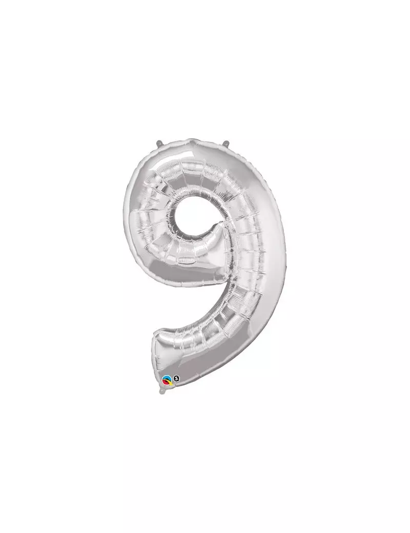 Palloncino in Mylar - Numero 9 - Argento Palloncino in Mylar - Numero 9 - Argento