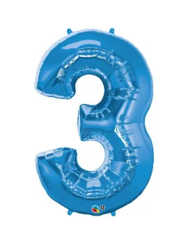 Palloncino in Mylar - Numero 3 - Azzurro