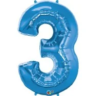 Palloncino in Mylar - Numero 3 - Azzurro