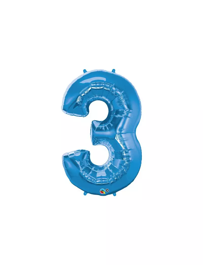 Palloncino in Mylar - Numero 3 - Azzurro Palloncino in Mylar - Numero 3 - Azzurro