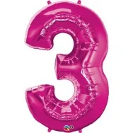 Palloncino in Mylar - Numero 3 - Rosa